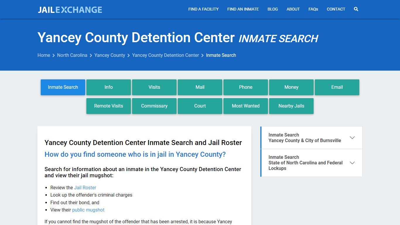 Yancey County Detention Center Inmate Search - Jail Exchange